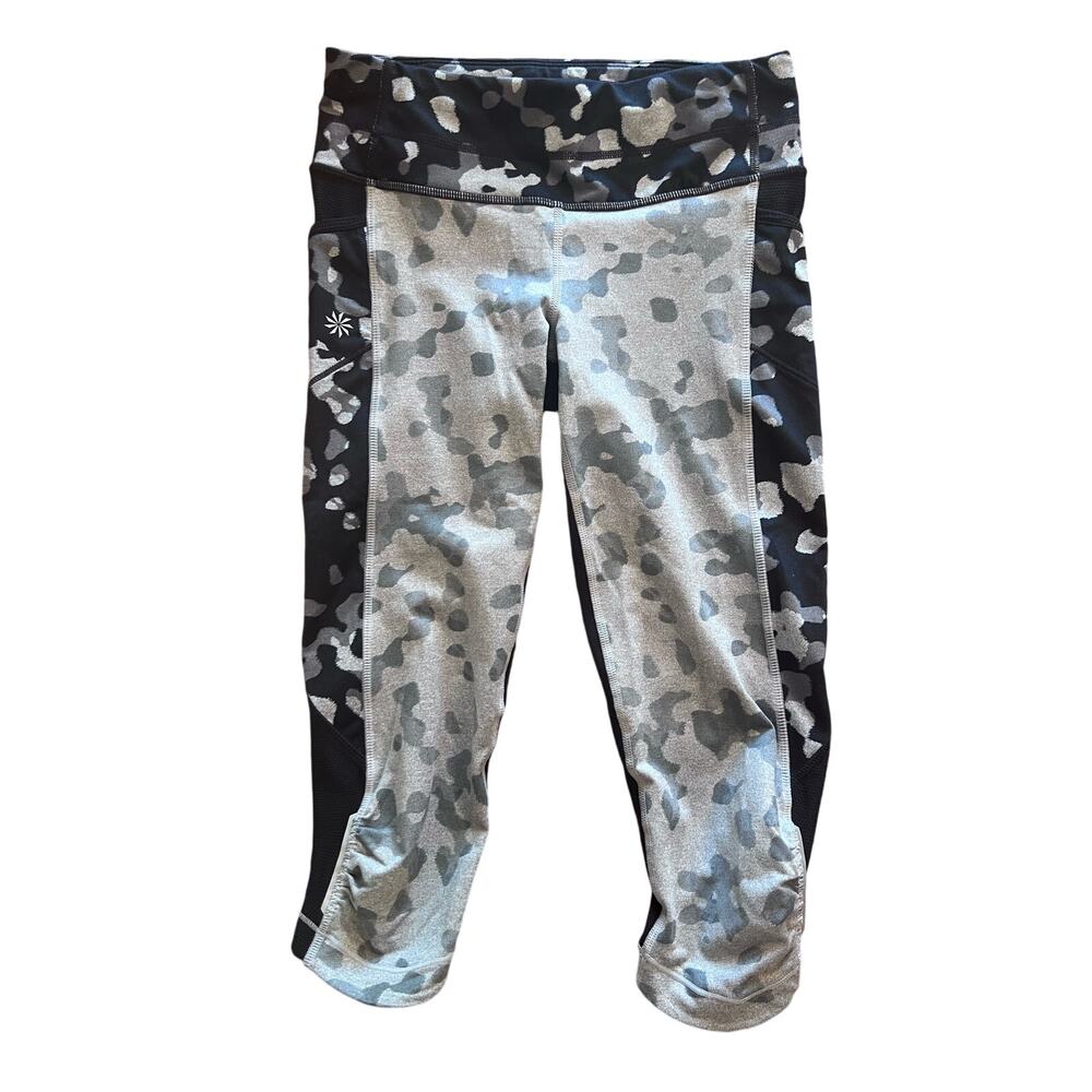 Athleta Black Gray Camo Crop Leggings Womens XXS
